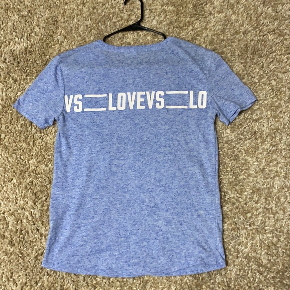 Victoria's Secret Blue LoveVS Heathered Flax Blend Short Sleeve Lounge Tee S